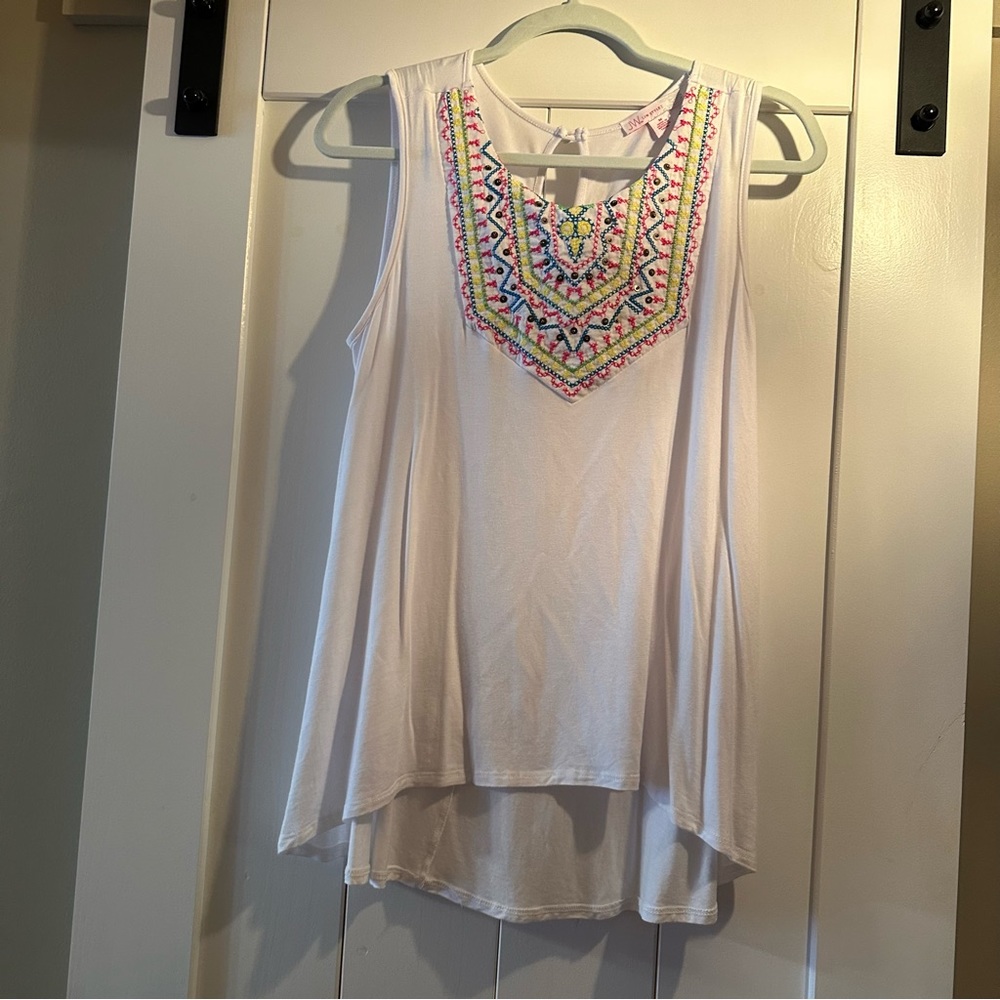White beaded detail tank top